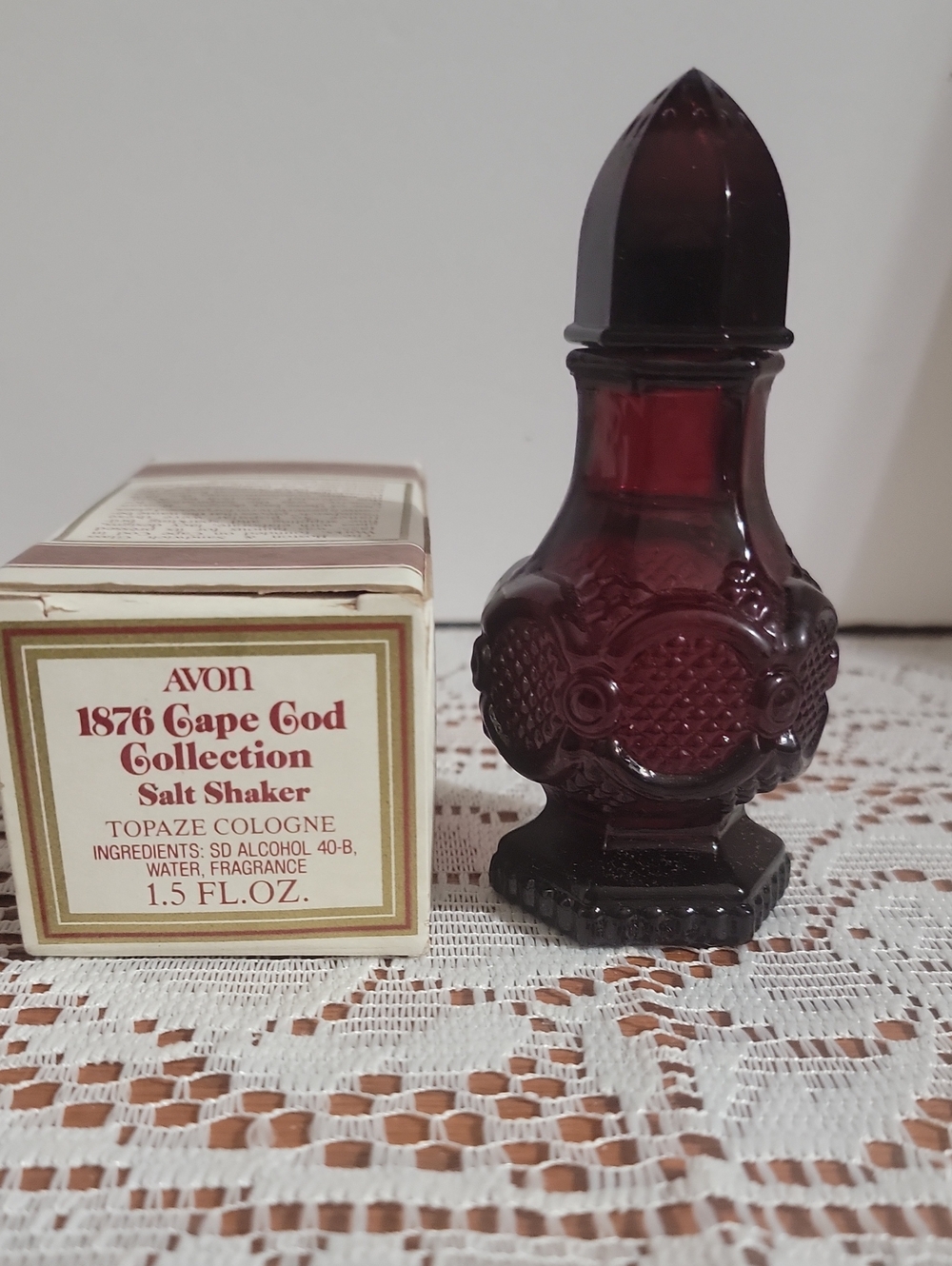 Avon Topaze Cologne Glass Salt Shaker - Ruby Red